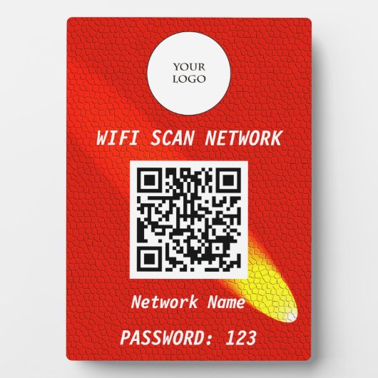 Glowing Orange Leather Free Wifi Scan & QR Code フォトプラーク (正面)