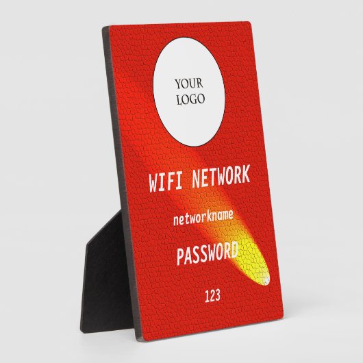 Glowing Orange Leather Share Wifi Network フォトプラーク (側面)