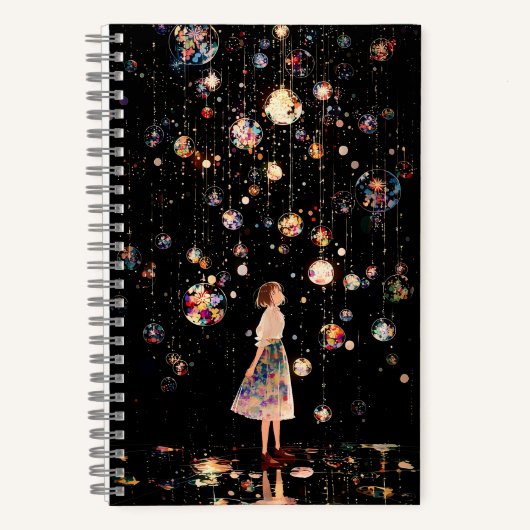 Glowing Orbs Starry Night  ノートブック (正面)