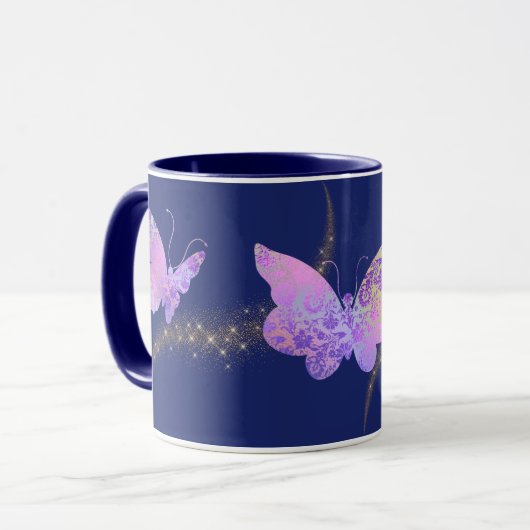 Glowing Pattern Butterfly Personalized マグカップ (正面左)