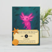 Glowing Pink Axolotl Underwater Birthday 招待状 (スタンド正面)