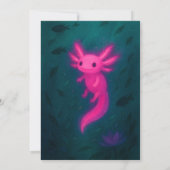 Glowing Pink Axolotl Underwater Birthday 招待状 (裏面)