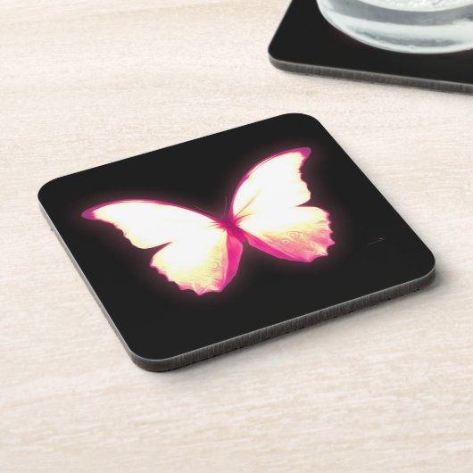 Glowing Pink Butterfly Coasters コースター (左側)