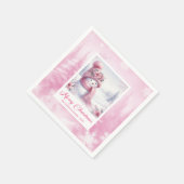 Glowing Pink Snowman Winter Forest Christmas  スタンダードカクテルナプキン (角)