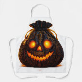 Glowing Pumpkin Face Apron | Halloween Kitchen Fun エプロン (正面)