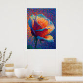 Glowing Rose Pointillism Flower Art ポスター (キッチン)