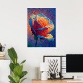 Glowing Rose Pointillism Flower Art ポスター (ホームオフィス)