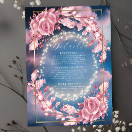Glowing Rosy Flowers And Sparkles Wedding エンクロージャーカード