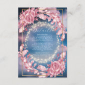 Glowing Rosy Flowers And Sparkles Wedding エンクロージャーカード (正面)