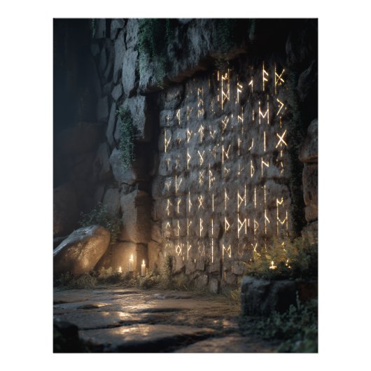 Glowing Rune Cavern Wall フォトプリント (正面)