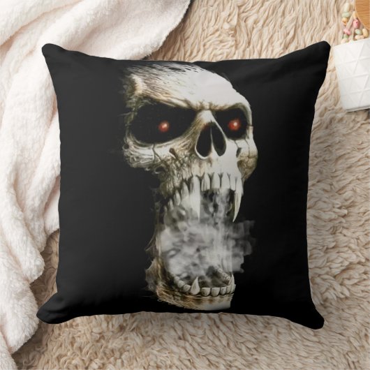 “Glowing Skull Pillow: Hauntingly Cool Decor  クッション (ブランケット)