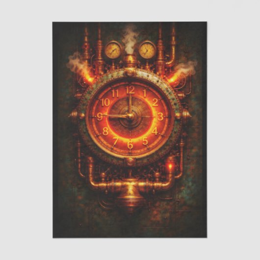  Glowing Steampunk Industrial Clock FG8 Decoupage 薄葉紙 (正面)