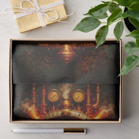 Glowing Steampunk Industrial Clock FG8 Decoupage 薄葉紙 (ギフト)