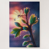 Glowing sunrise background with winged creature ジグソーパズル (縦)