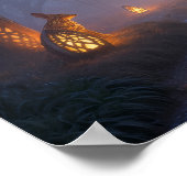 Glowing Twilight Forest with Wooden Animals ポスター (角)