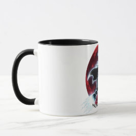 Glowing Witch Flying Over Red Moon Halloween Mug マグカップ