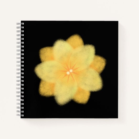 Glowing Yellow Floral Spiral Notebook – Elegant  ノートブック (正面)
