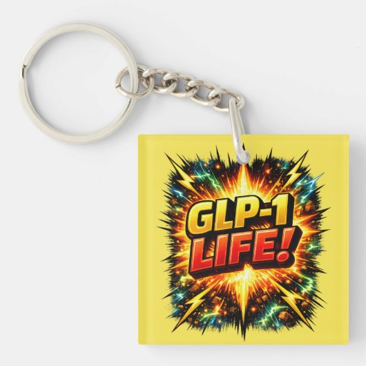 GLP-1 LIFE! コミックポップアート キーホルダー (正面)
