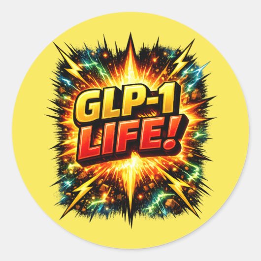 GLP-1 LIFE! コミックポップアート ラウンドシール (正面)
