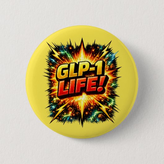 GLP-1 LIFE! コミックポップアート 缶バッジ (正面)