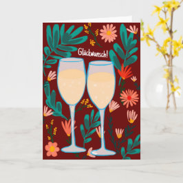 Glückwunsch Sekt Champagner Blumen Prost Hochzeit カード