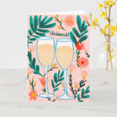 Glückwunsch Sekt Champagner Blumen Prost Hochzeit カード (黄色い花)