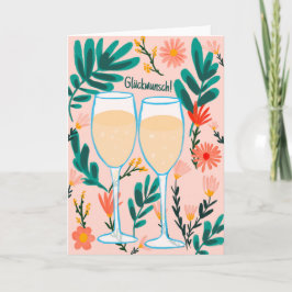 Glückwunsch Sekt Champagner Blumen Prost Hochzeit カード