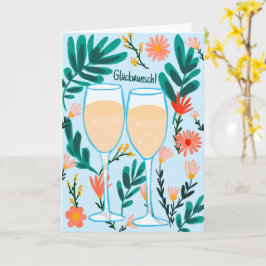 Glückwunsch Sekt Champagner Blumen Prost Hochzeit カード