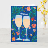 Glückwunsch Sekt Champagner Blumen Prost Hochzeit カード (黄色い花)