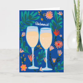 Glückwunsch Sekt Champagner Blumen Prost Hochzeit カード