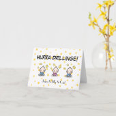 Glückwunschkarte Drillinge, 2 Jungs 1 Mädchen,   カード (黄色い花)