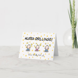 Glückwunschkarte Drillinge, 2 Jungs 1 Mädchen,   カード