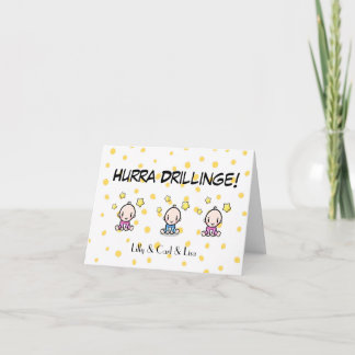 Glückwunschkarte Drillinge, 2 Mädchen 1 Junge,   カード