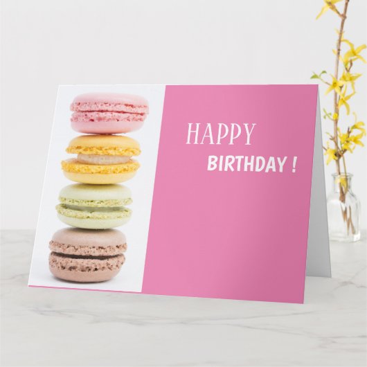 Glückwunschkarte Macarons Pastelfarben rosa Rahmen カード (黄色い花)