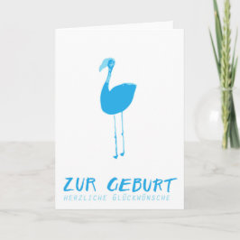 Glückwunschkarte zur Geburt: Flamingo blau カード