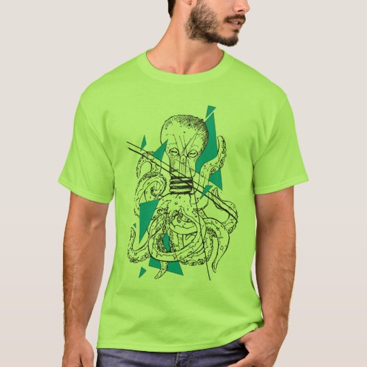 Glühkraken Octopus Glühbirne Shirt Herren Tシャツ (正面)