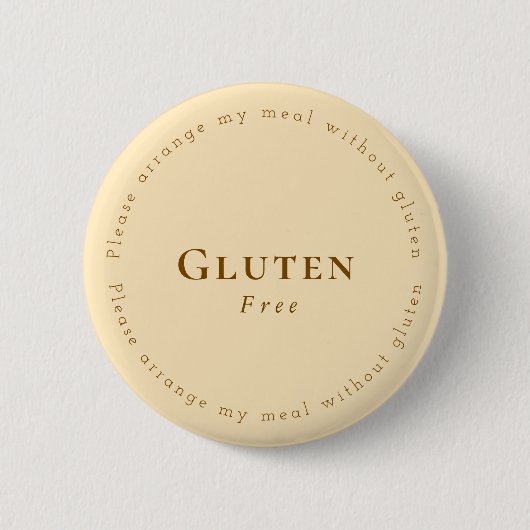 Gluten-Free Request Badge, Soft Beige - Brown 缶バッジ (正面)
