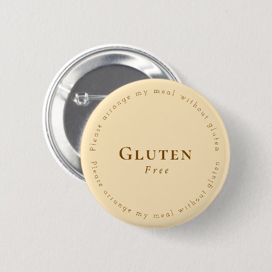 Gluten-Free Request Badge, Soft Beige - Brown 缶バッジ (正面&裏面)