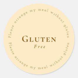 Gluten-Free Request Sticker, Soft Beige - Brown ラウンドシール