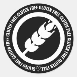Gluten Free Sticker Labels - Black & White ラウンドシール