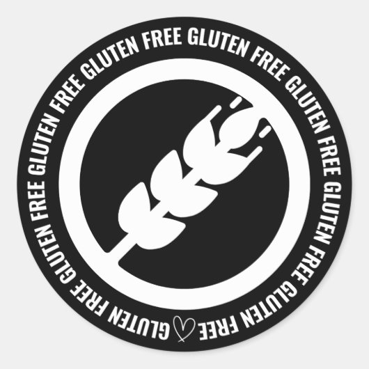 Gluten Free Sticker Labels - Black & White ラウンドシール (正面)