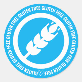 Gluten Free Sticker Labels - Blue & White ラウンドシール