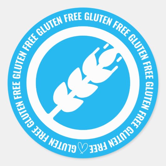 Gluten Free Sticker Labels - Blue & White ラウンドシール (正面)