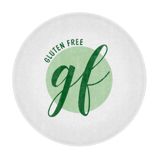 Gluten Free with stylish script and green circle カッティングボード (正面)
