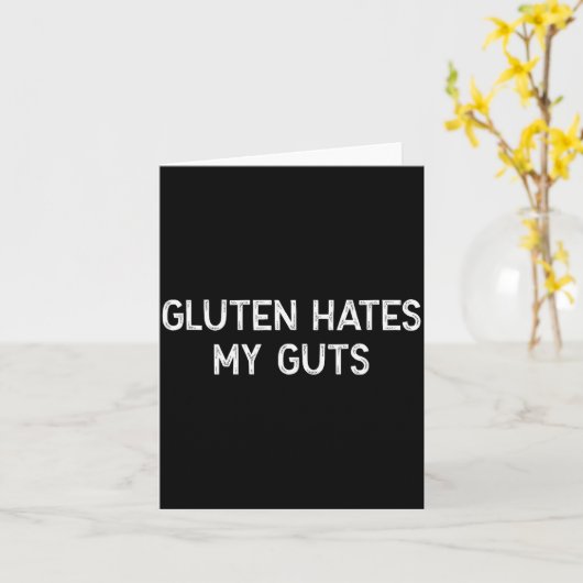 Gluten Intolerance Gluten Hates My Guts Funny Glut カード (黄色い花)