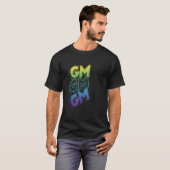 GM Good Morning Grunge Text Splatter Crypto Invest Tシャツ (正面フル)