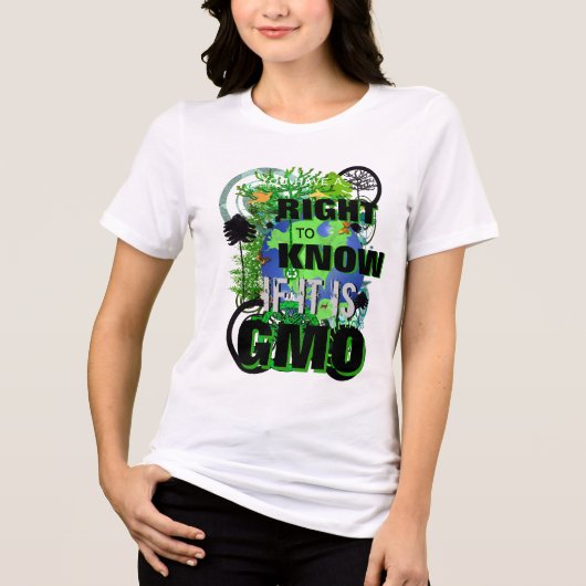 GMOかどうかを知る権利があります トライブレンドTシャツ (正面)