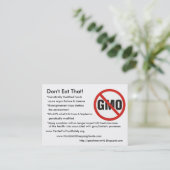 GMOなし、それを食べないで下さい! 、*Genetically Modifie… 名刺 (スタンド正面)