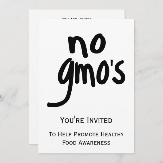 GMOのラベル付け法の禁止ホワイト招待状 招待状 (正面/裏面)