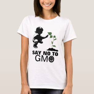GMOの幼児および実生植物を拒否して下さい Tシャツ
